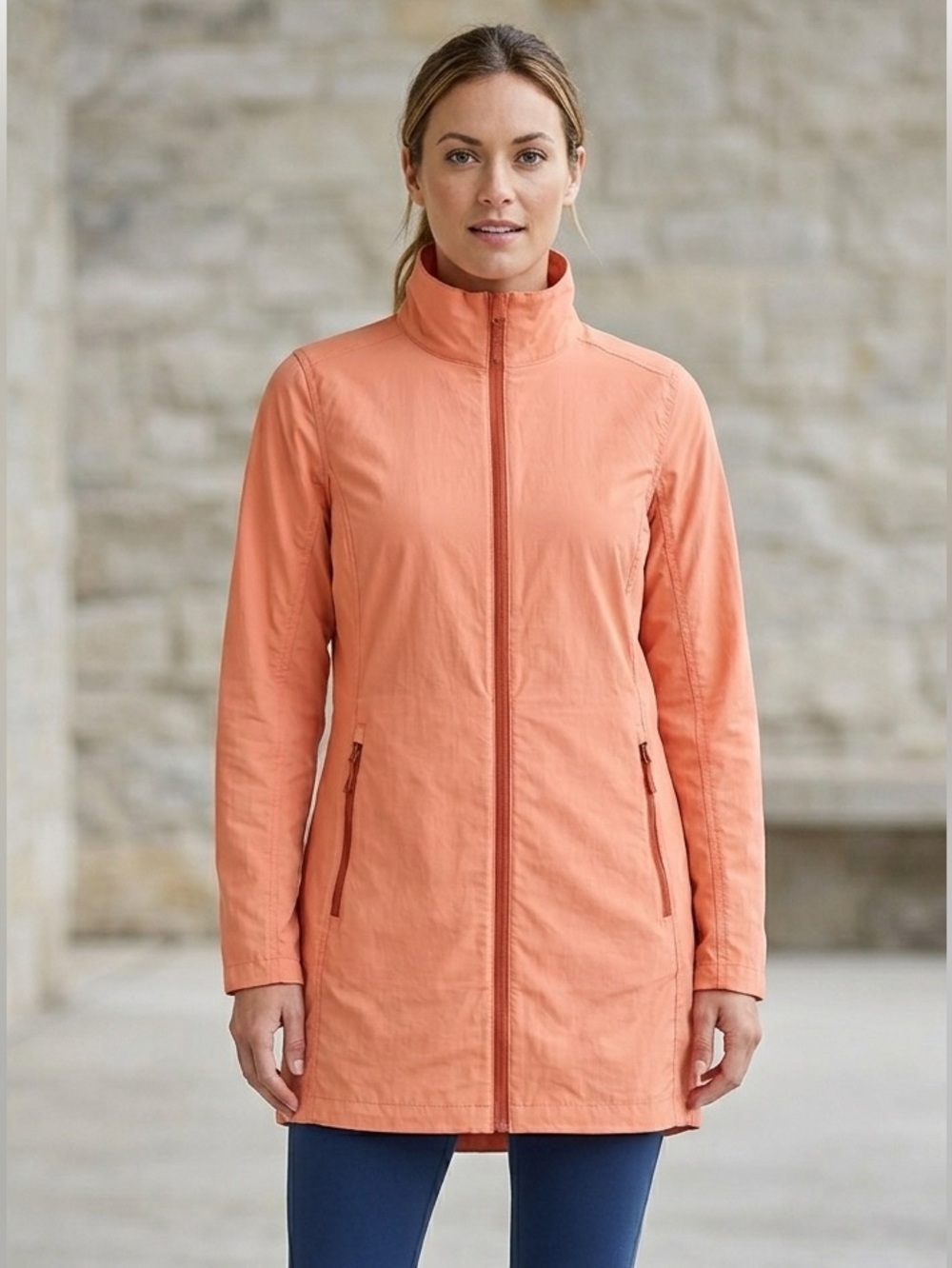 Eddie Bauer Long Orange Light Jacket Size Large